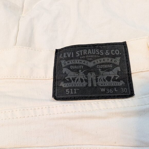 LEVI'S 511 Jeans Mens White / Ivory Slim Straight W36 L30 - Picture 2 of 7